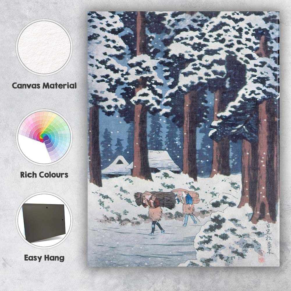 Snowy Cedar Forest Winter Traveller Japanese Art Canvas Wall Art Print Decor Picture Ready to Hang