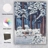 Japanese Snowy Cedar Forest Winter Travellers Ukiyo E Landscape Canvas Wall Art Print Decor Picture Ready to Hang