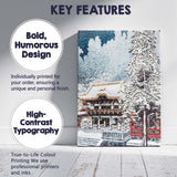 Japanese Snow Covered Temple Winter Landscape Ukiyo E Canvas Wall Art Print Decor Picture Ready to Hang