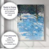 Abstract Winter Woodland Blue Snow Landscape Expressionist Painting Canvas Wall Art Print Decor Picture Ready to Hang