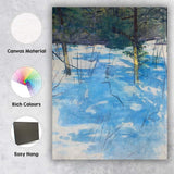 Abstract Winter Woodland Blue Snow Landscape Expressionist Painting Canvas Wall Art Print Decor Picture Ready to Hang