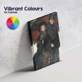 Victorian Couple Under Red Umbrella Snowfall Romantic Winter Canvas Wall Art Print Decor Picture Ready to Hang