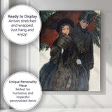 Victorian Couple Under Red Umbrella Snowfall Romantic Winter Canvas Wall Art Print Decor Picture Ready to Hang