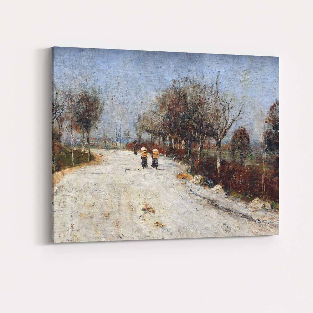 Impressionist Winter Country Road Bare Trees Landscape Canvas Wall Art Print Decor Picture Ready to Hang
