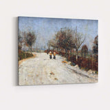 Impressionist Winter Country Road Bare Trees Landscape Canvas Wall Art Print Decor Picture Ready to Hang