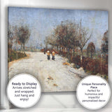 Impressionist Winter Country Road Bare Trees Landscape Canvas Wall Art Print Decor Picture Ready to Hang