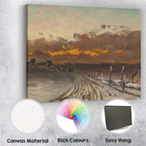 Impressionist Winter Sunset Snowy Country Road Rural Landscape Canvas Wall Art Print Decor Picture Ready to Hang