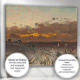 Impressionist Winter Sunset Snowy Country Road Rural Landscape Canvas Wall Art Print Decor Picture Ready to Hang