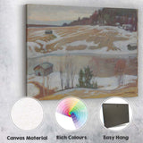 Muted Winter Farmland River Landscape Impressionist Painting Canvas Wall Art Print Decor Picture Ready to Hang
