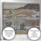 Muted Winter Farmland River Landscape Impressionist Painting Canvas Wall Art Print Decor Picture Ready to Hang