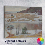 Muted Winter Farmland River Landscape Impressionist Painting Canvas Wall Art Print Decor Picture Ready to Hang