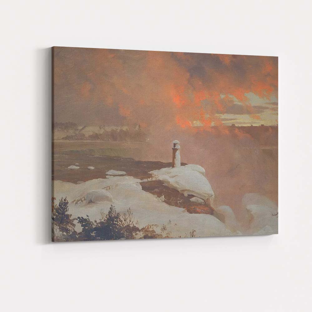 Atmospheric Winter Sunset Snow Covered Cliff Landscape Canvas Wall Art Print Decor Picture Ready to Hang