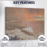 Atmospheric Winter Sunset Snow Covered Cliff Landscape Canvas Wall Art Print Decor Picture Ready to Hang