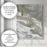 Soft Impressionist Snowy Pine Forest Woodland Landscape Canvas Wall Art Print Decor Picture Ready to Hang