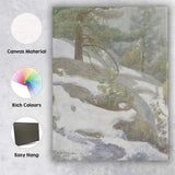 Soft Impressionist Snowy Pine Forest Woodland Landscape Canvas Wall Art Print Decor Picture Ready to Hang