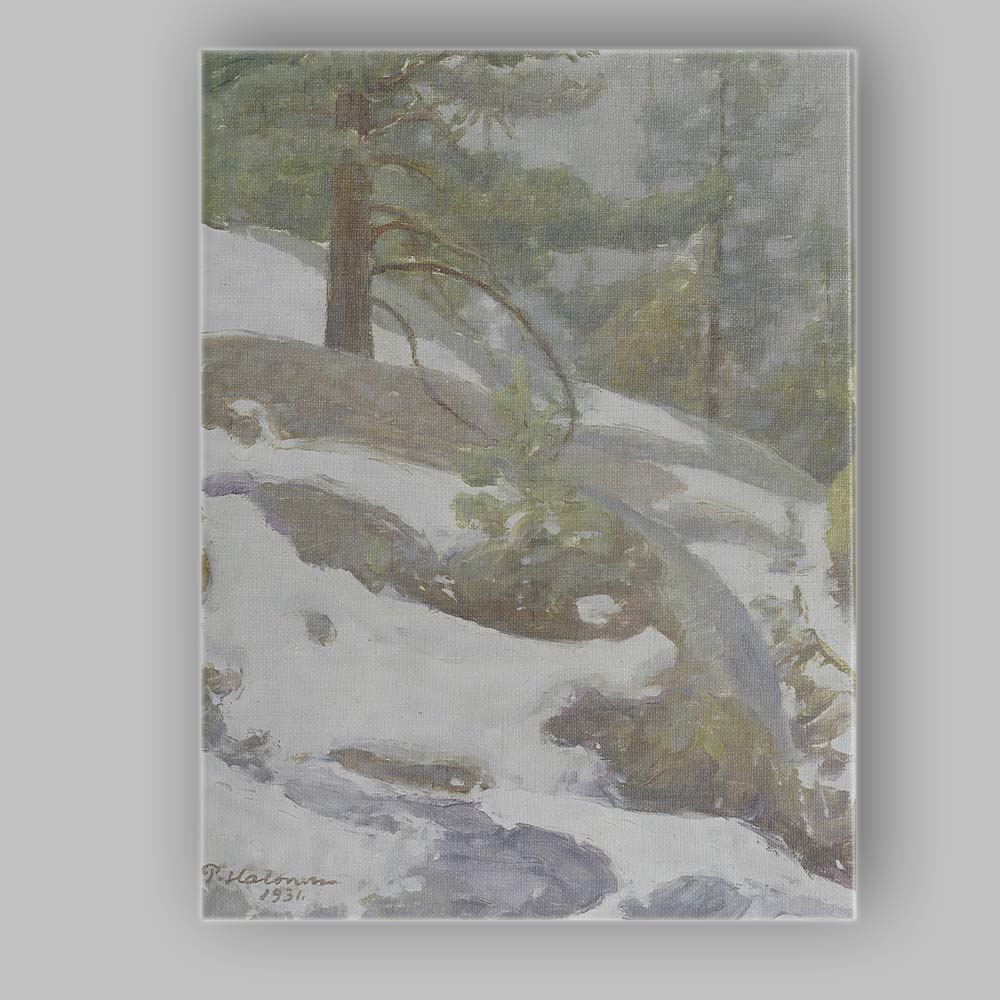 Soft Impressionist Snowy Pine Forest Woodland Landscape Canvas Wall Art Print Decor Picture Ready to Hang