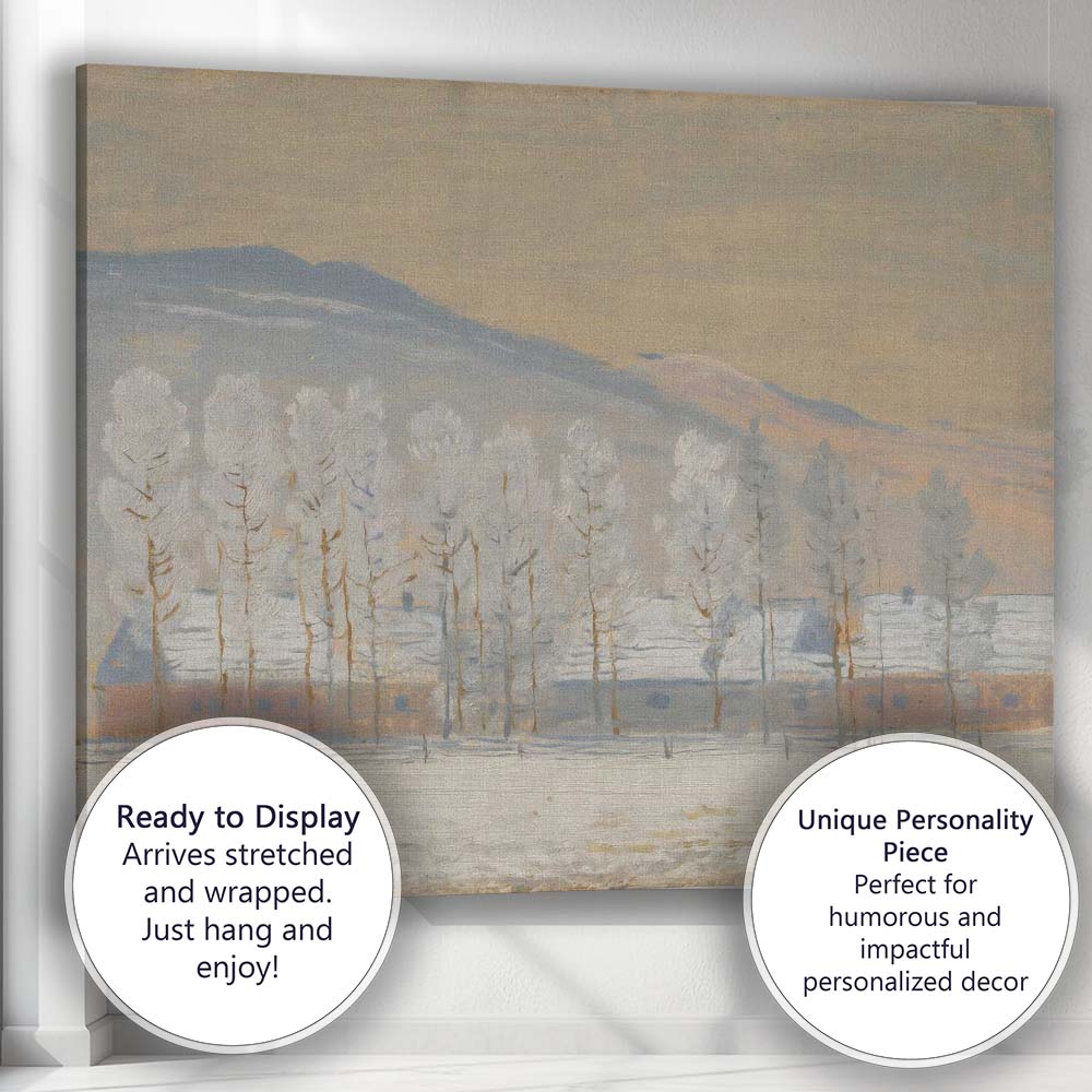 Frosted Trees Winter Farmstead Snow Covered Countryside Canvas Wall Art Print Decor Picture Ready to Hang