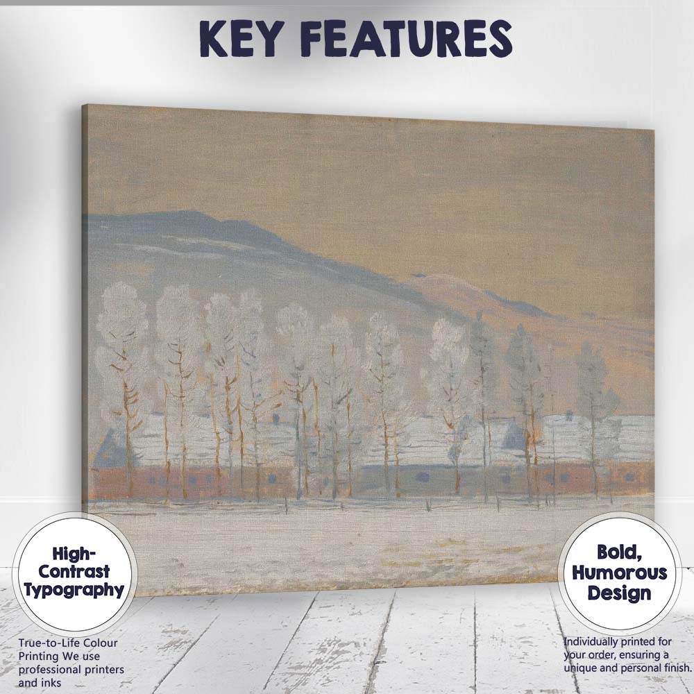 Frosted Trees Winter Farmstead Snow Covered Countryside Canvas Wall Art Print Decor Picture Ready to Hang