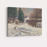 Peaceful Snowy Forest Road Winter Countryside Landscape Canvas Wall Art Print Decor Picture Ready to Hang