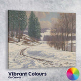 Peaceful Snowy Forest Road Winter Countryside Landscape Canvas Wall Art Print Decor Picture Ready to Hang