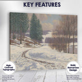 Peaceful Snowy Forest Road Winter Countryside Landscape Canvas Wall Art Print Decor Picture Ready to Hang