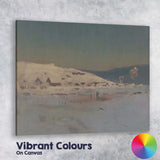 Minimalist Winter Village Frozen Lake Twilight Landscape Painting Canvas Wall Art Print Decor Picture Ready to Hang