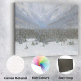 Misty Snowfall Over Evergreen Forest Winter Mountain Landscape Canvas Wall Art Print Decor Picture Ready to Hang