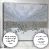 Misty Snowfall Over Evergreen Forest Winter Mountain Landscape Canvas Wall Art Print Decor Picture Ready to Hang