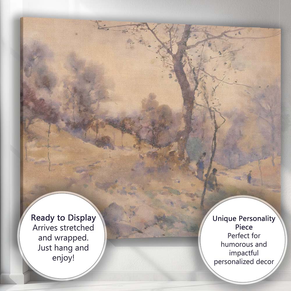 Delicate Winter Woodland Watercolour Snowy Trees Landscape Canvas Wall Art Print Decor Picture Ready to Hang