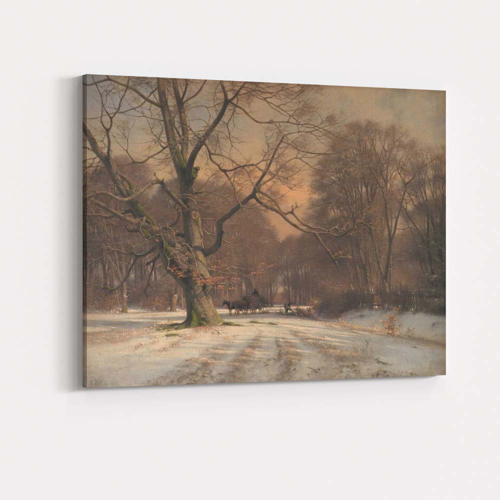 Enchanting Winter Woodland Horse Cart Country Lane Landscape Canvas Wall Art Print Decor Picture Ready to Hang
