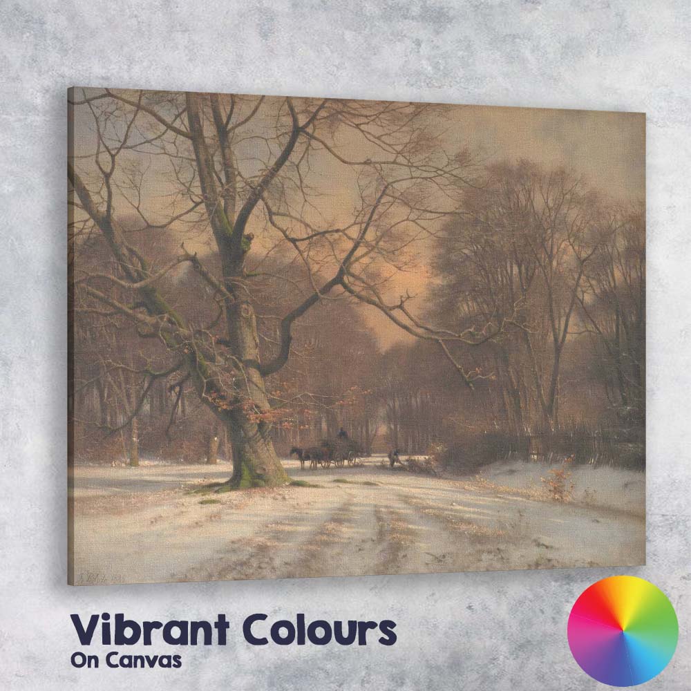 Enchanting Winter Woodland Horse Cart Country Lane Landscape Canvas Wall Art Print Decor Picture Ready to Hang