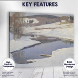 Peaceful Snow Covered River Bend Countryside Winter Landscape Painting Canvas Wall Art Print Decor Picture Ready to Hang
