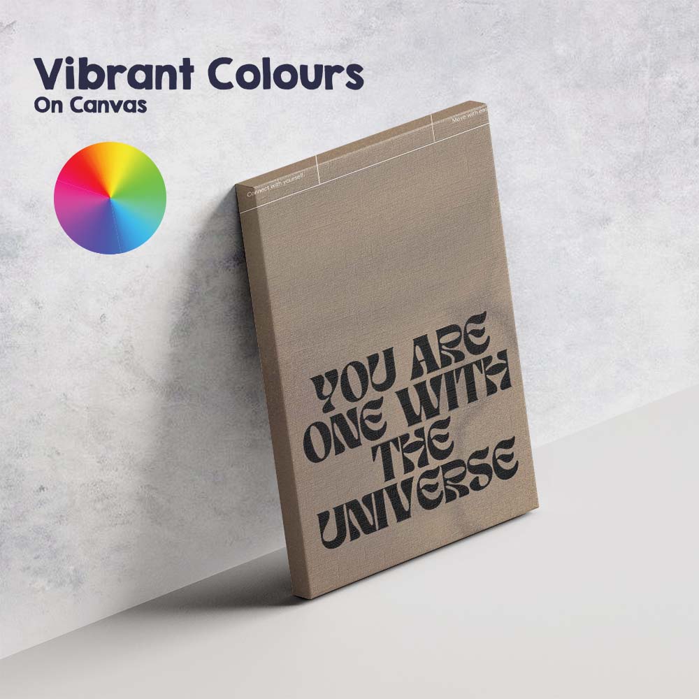 Neutral Boho You Are One With The Universe Inspirational Typography Canvas Wall Art Print Decor Picture Ready to Hang