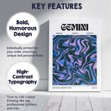 Gemini Zodiac Blue Purple Abstract Marble Swirl Canvas Wall Art Print Decor Picture Ready to Hang