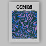 Gemini Zodiac Blue Purple Abstract Marble Swirl Canvas Wall Art Print Decor Picture Ready to Hang