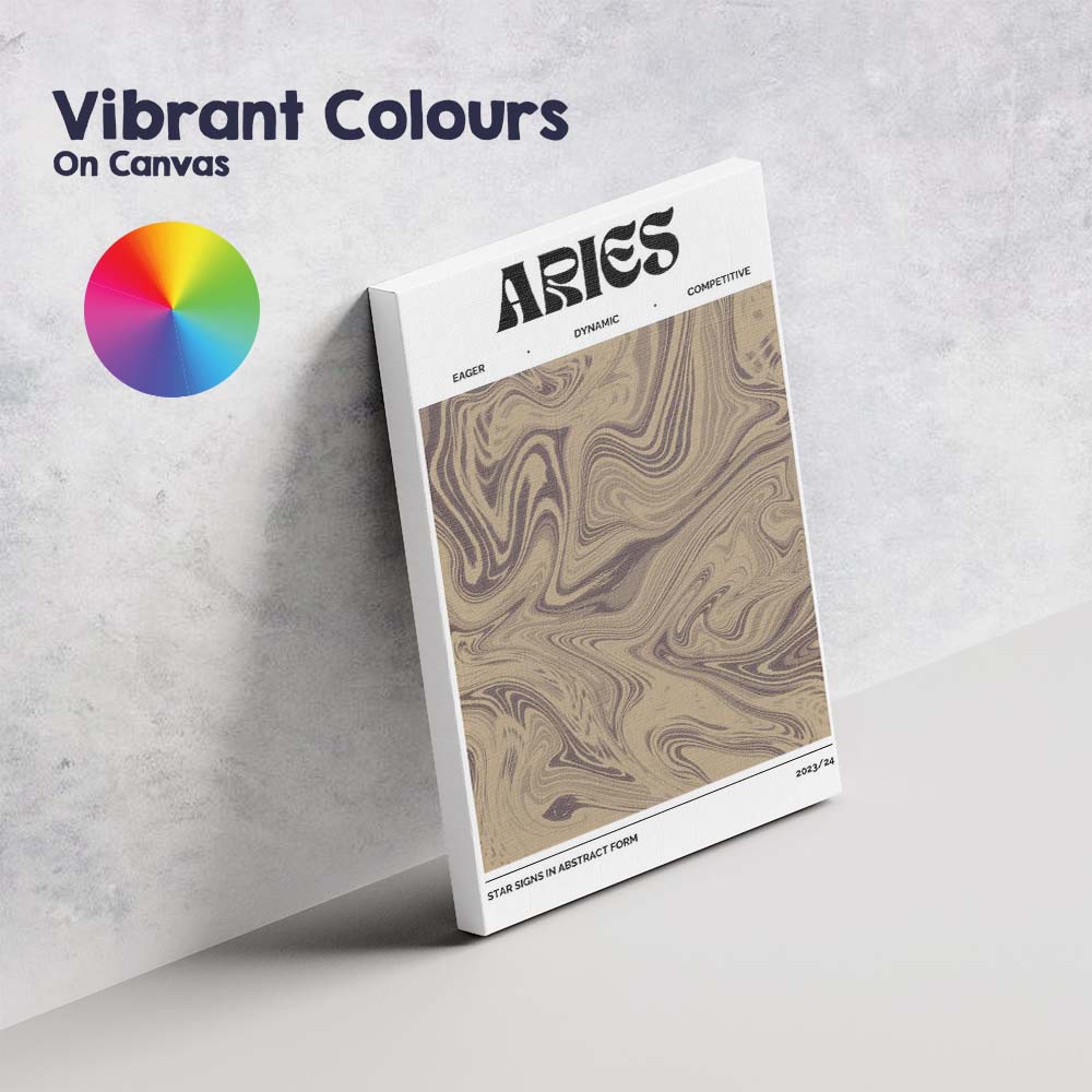 Aries Zodiac Neutral Beige Abstract Marble Swirl Canvas Wall Art Print Decor Picture Ready to Hang