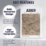 Aries Zodiac Neutral Beige Abstract Marble Swirl Canvas Wall Art Print Decor Picture Ready to Hang