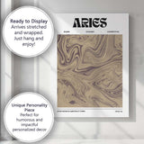 Aries Zodiac Neutral Beige Abstract Marble Swirl Canvas Wall Art Print Decor Picture Ready to Hang