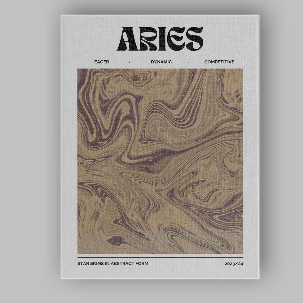 Aries Zodiac Neutral Beige Abstract Marble Swirl Canvas Wall Art Print Decor Picture Ready to Hang