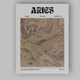 Aries Zodiac Neutral Beige Abstract Marble Swirl Canvas Wall Art Print Decor Picture Ready to Hang