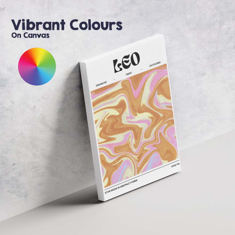 Leo Zodiac Golden Pink Abstract Marble Swirl Canvas Wall Art Print Decor Picture Ready to Hang