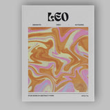 Leo Zodiac Golden Pink Abstract Marble Swirl Canvas Wall Art Print Decor Picture Ready to Hang