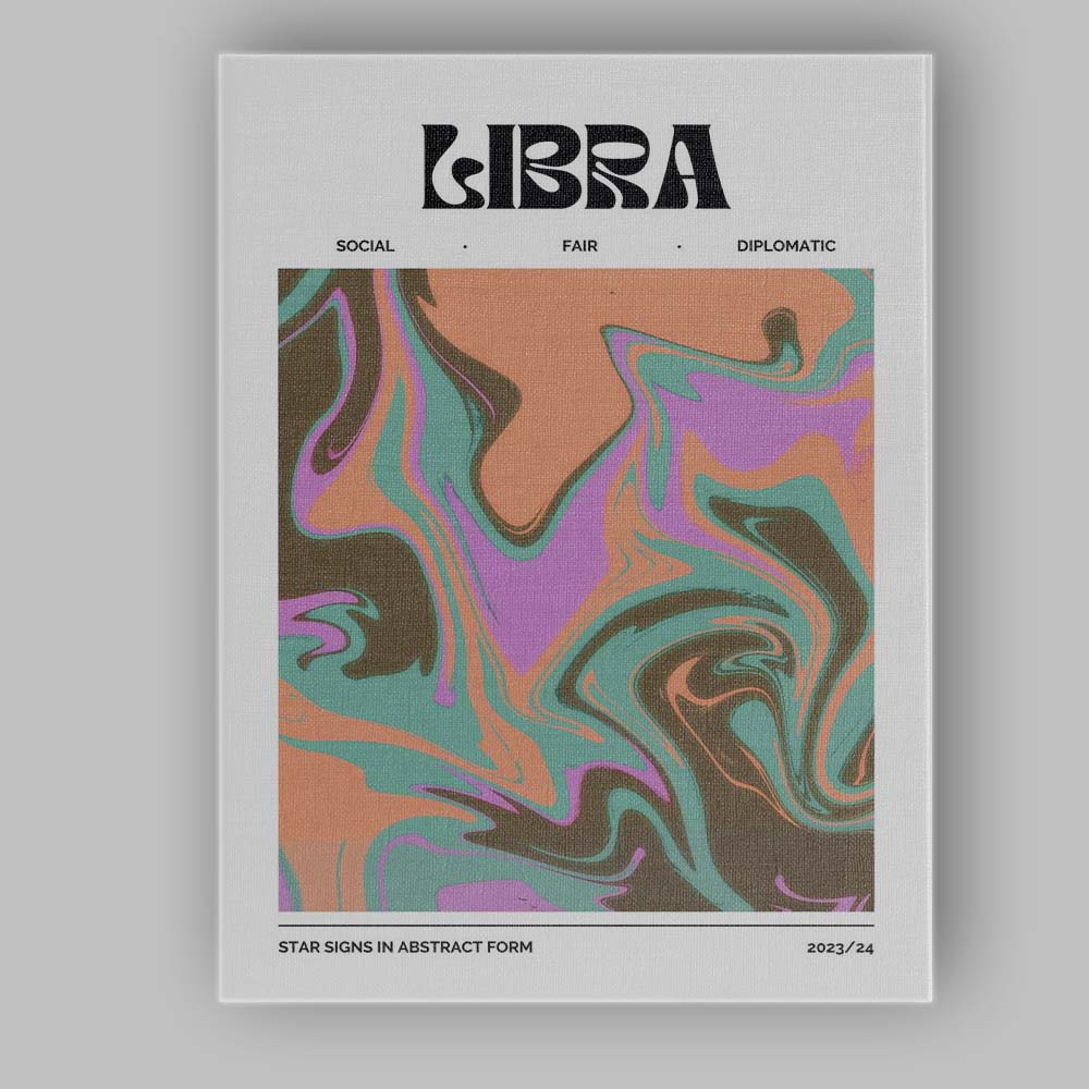 Libra Zodiac Pastel Peach Mint Abstract Marble Swirl Canvas Wall Art Print Decor Picture Ready to Hang