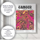 Cancer Zodiac Vibrant Pink Orange Abstract Marble Swirl Canvas Wall Art Print Decor Picture Ready to Hang