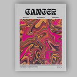 Cancer Zodiac Vibrant Pink Orange Abstract Marble Swirl Canvas Wall Art Print Decor Picture Ready to Hang