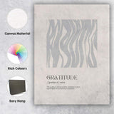 Minimalist Gratitude Definition Grey Abstract Pattern Typography Canvas Wall Art Print Decor Picture Ready to Hang