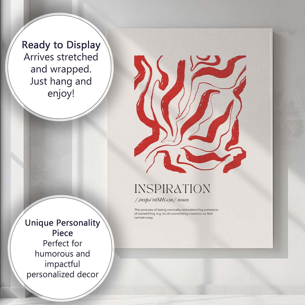 Minimalist Inspiration Definition Abstract Red Line Art Canvas Wall Art Print Decor Picture Ready to Hang