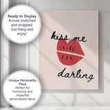 Minimalist Kiss Me Darling Red Lips Romantic Quote Canvas Wall Art Print Decor Picture Ready to Hang