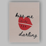 Minimalist Kiss Me Darling Red Lips Romantic Quote Canvas Wall Art Print Decor Picture Ready to Hang