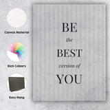 Elegant Be The Best Version Of You Inspirational Typography Canvas Wall Art Print Decor Picture Ready to Hang